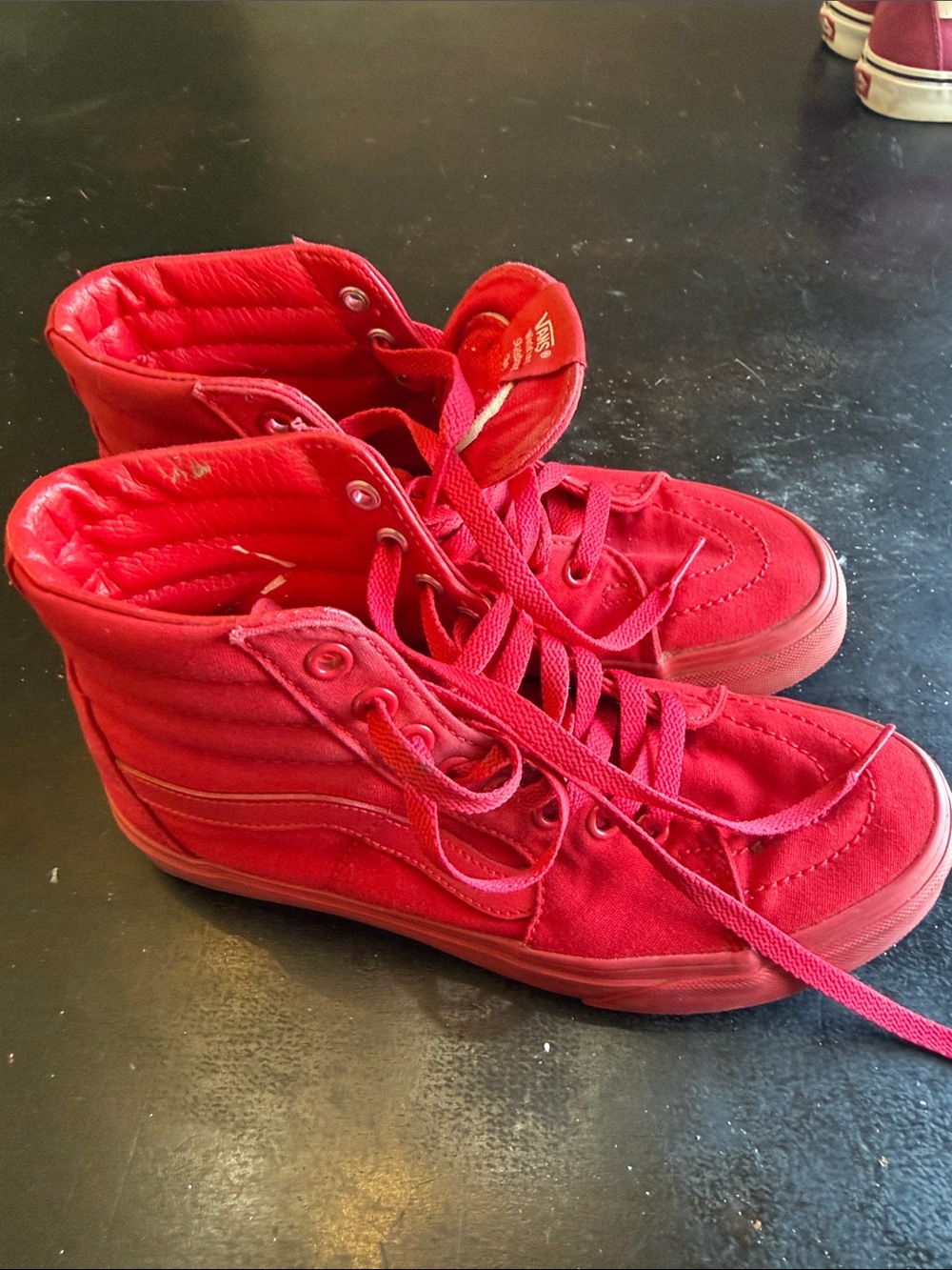 Vans Kids Red High-Top Canvas Sneakers - Picture 5 of 6